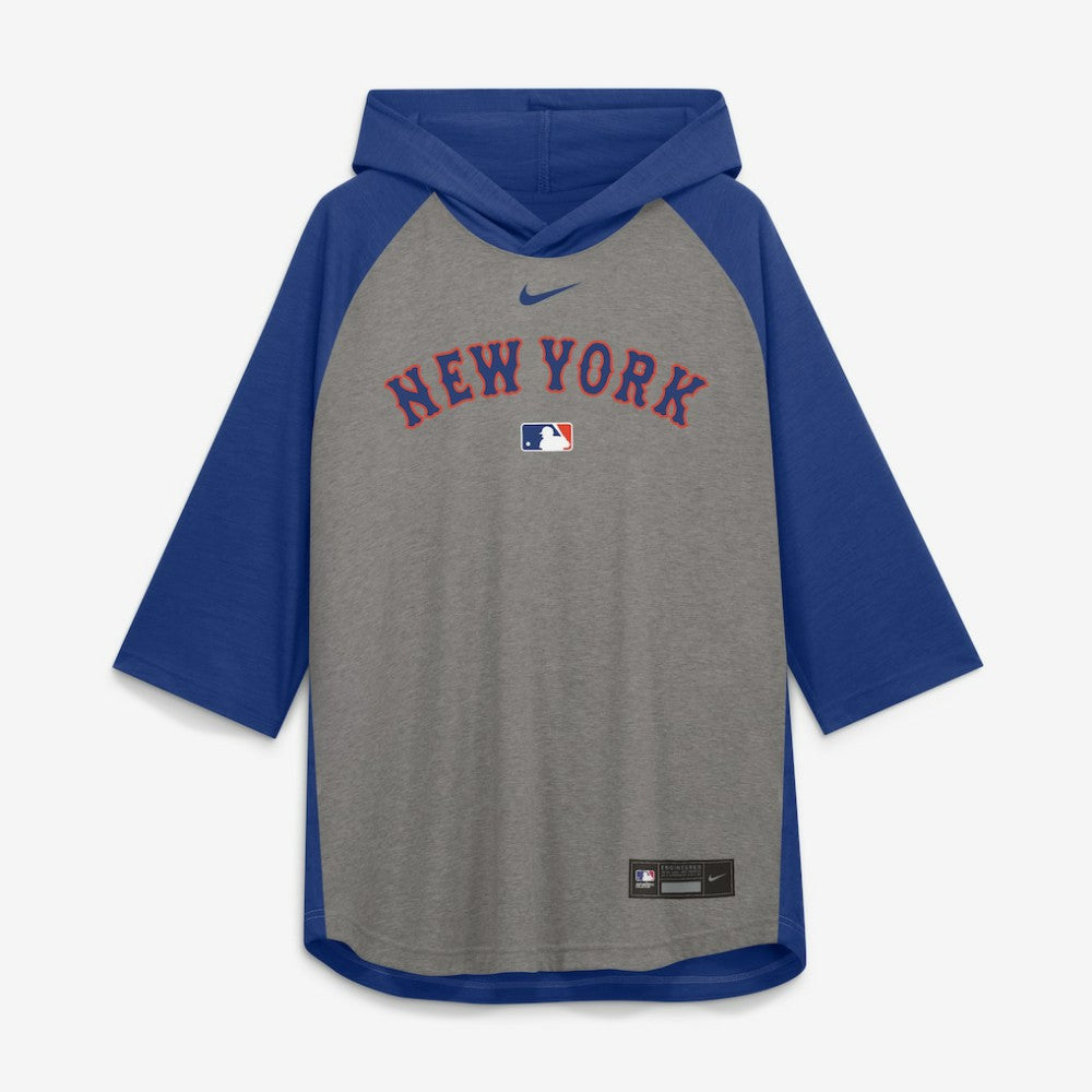 New York Mets Nike Authentic Collection Flux Dri-FIT Raglan 3/4-Sleeve Hooded T-Shirt Online