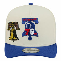 New Era Philadelphia 76ers Illustrated Mascot 2-Toned Pre-Curved A-Frame 9FIFTY Adjustable Hat Cream