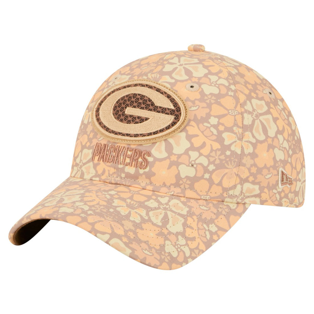 Green Bay Packers New Era Women's Floral 9TWENTY Adjustable Hat - Tan - NFL