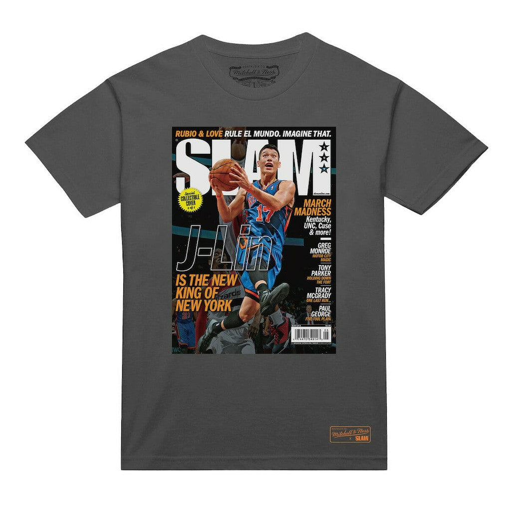 Mitchell & Ness Jeremy Lin New York Knicks NBA Slam Cover T-Shirt Gray