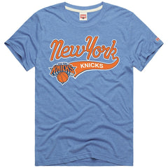 New York Knicks Homage Script Tri-Blend T-Shirt Blue