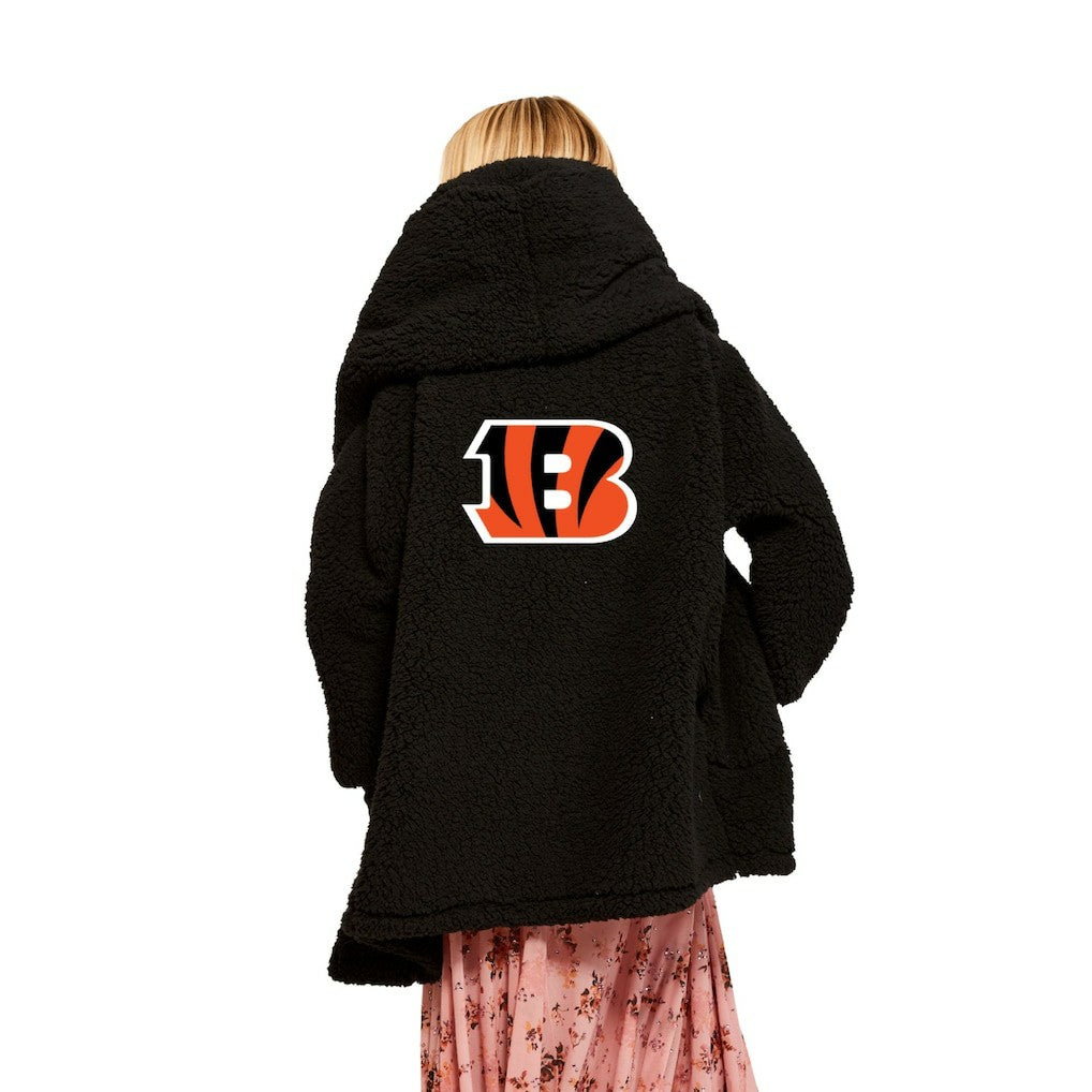 Cincinnati Bengals Jill Martin Women's Oversized Hooded Lounger - Black - NFL