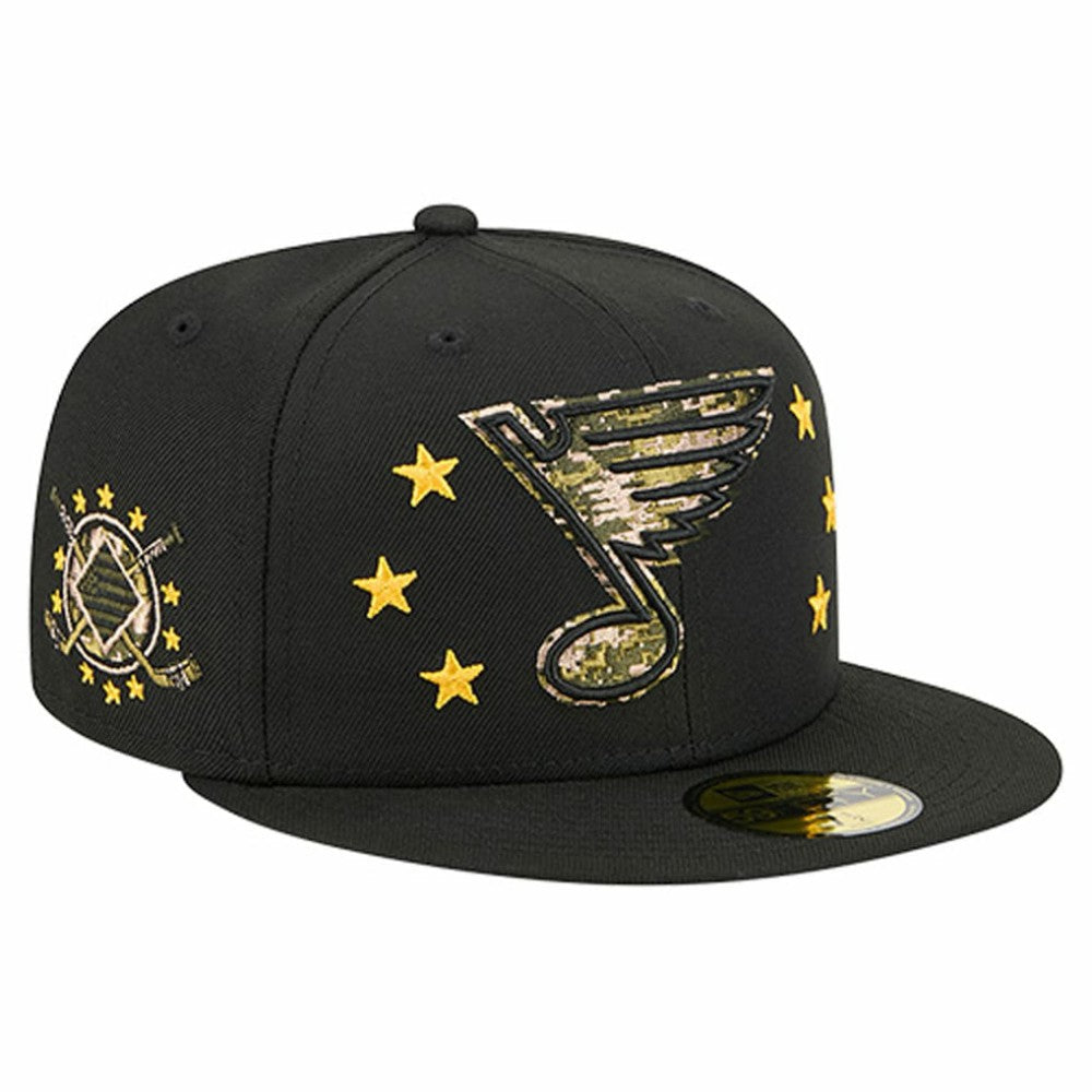 St. Louis Blues New Era Military Appreciation Digital Camo Stars 59FIFTY Fitted Hat - Black | New Era discount