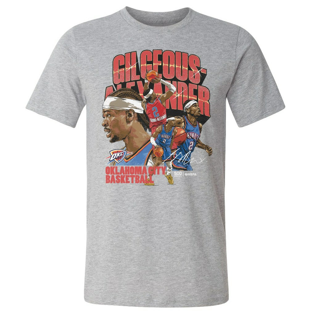 Shai Gilgeous-Alexander Oklahoma City Thunder 500 Level Collage T-Shirt Heather Gray