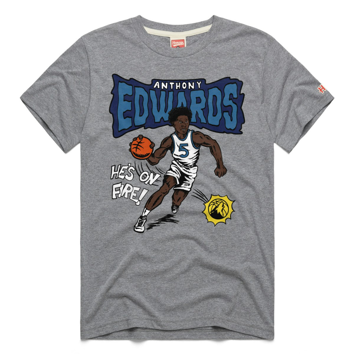 Anthony Edwards Minnesota Timberwolves Homage Unisex Comic Book Tri-Blend T-Shirt Gray