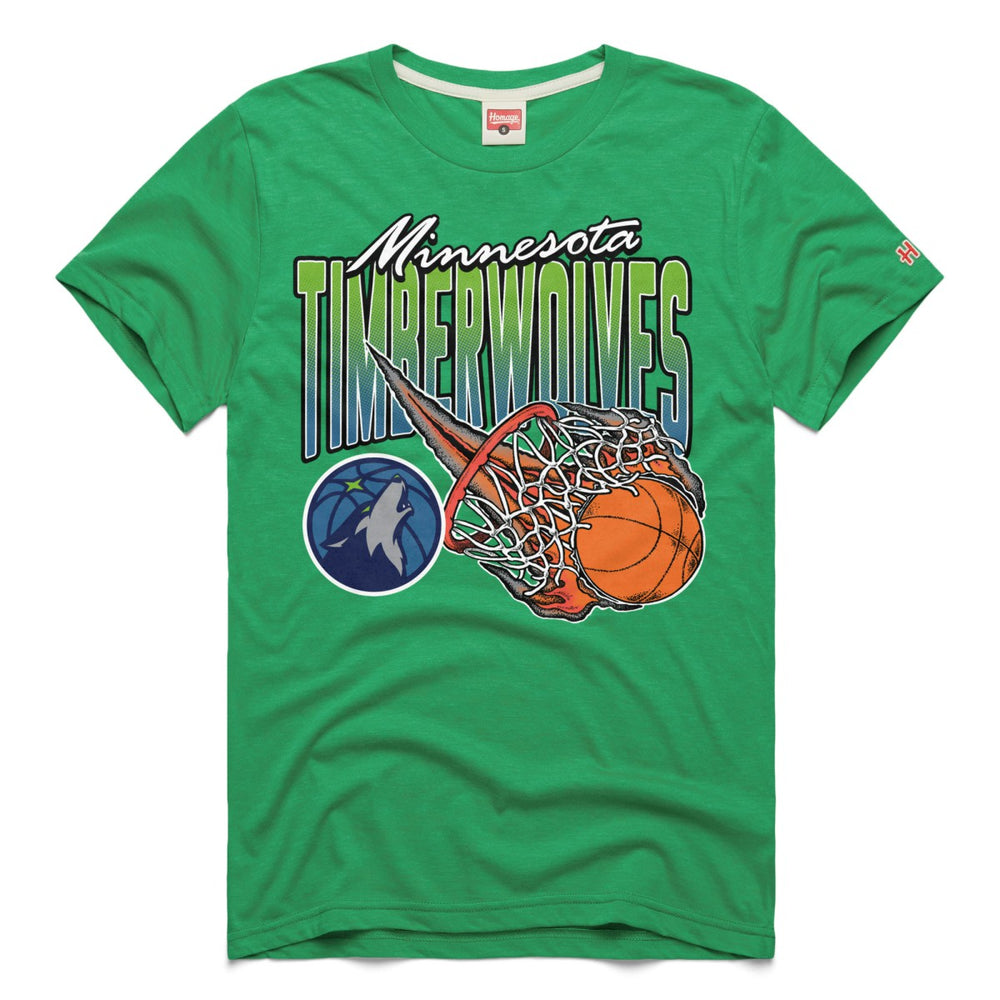 Minnesota Timberwolves Homage Unisex On Fire Tri-Blend T-Shirt Green