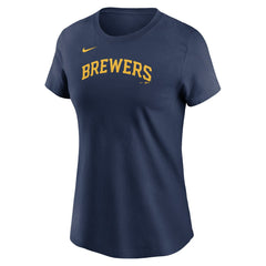 Jackson Chourio Milwaukee Brewers Nike Women's Cooperstown Collection Fuse Name & Number T-Shirt Online