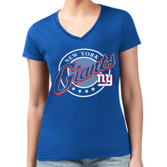 New York Giants G-III 4Her by Carl Banks Women's Super-Slim Fit Lightweight Pinstripe Circle V-Neck T-Shirt - Royal - NFL