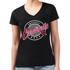 Arizona Cardinals G-III 4Her by Carl Banks Women's Super-Slim Fit Lightweight Pinstripe Circle V-Neck T-Shirt - Black - NFL