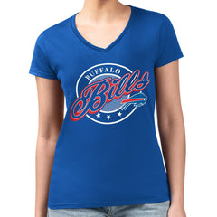 Buffalo Bills G-III 4Her by Carl Banks Women's Super-Slim Fit Lightweight Pinstripe Circle V-Neck T-Shirt - Royal - NFL