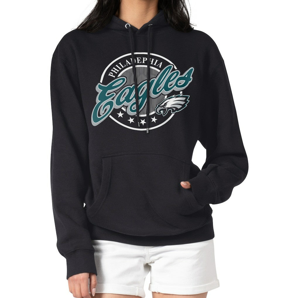 Philadelphia Eagles G-III 4Her by Carl Banks Women's Pinstripe Circle Fleece Pullover Hoodie - Black - NFL