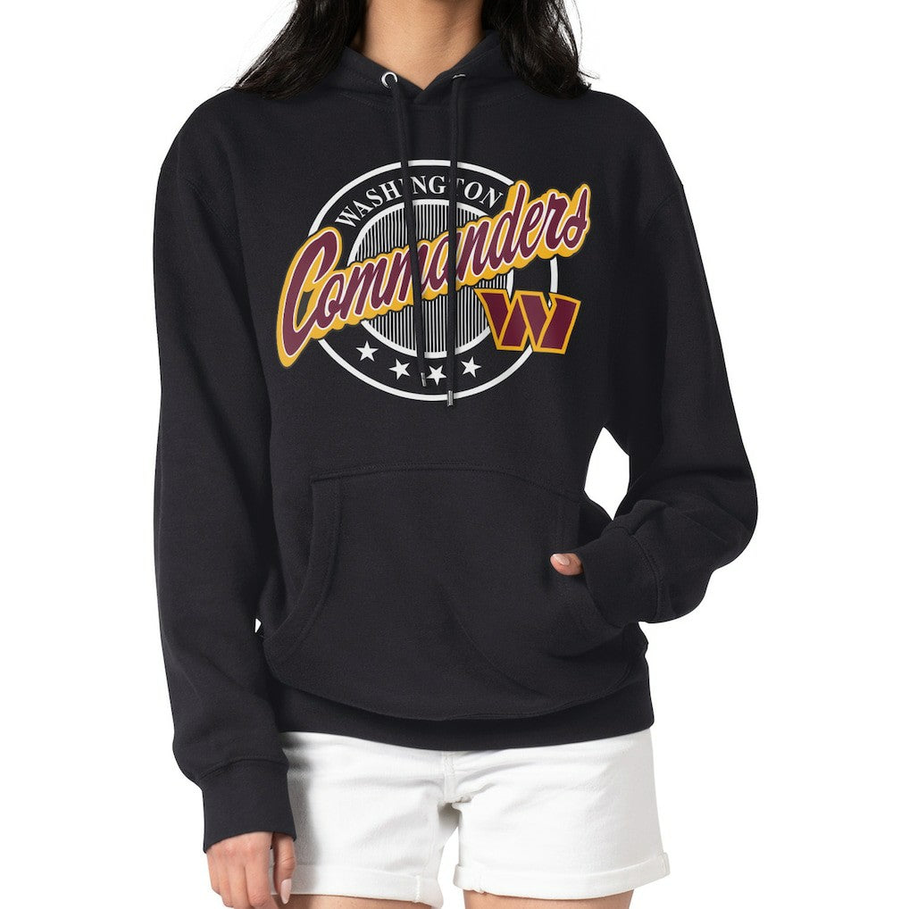 Washington Commanders G-III 4Her by Carl Banks Women's Pinstripe Circle Fleece Pullover Hoodie - Black - NFL