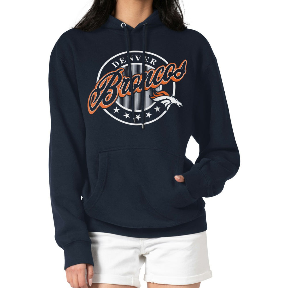 Denver Broncos G-III 4Her by Carl Banks Women's Pinstripe Circle Fleece Pullover Hoodie - Navy - NFL