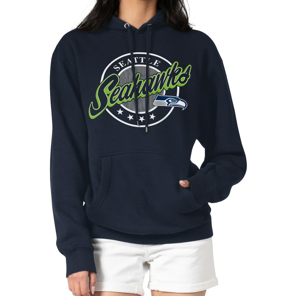 Seattle Seahawks G-III 4Her by Carl Banks Women's Pinstripe Circle Fleece Pullover Hoodie - College Navy - NFL