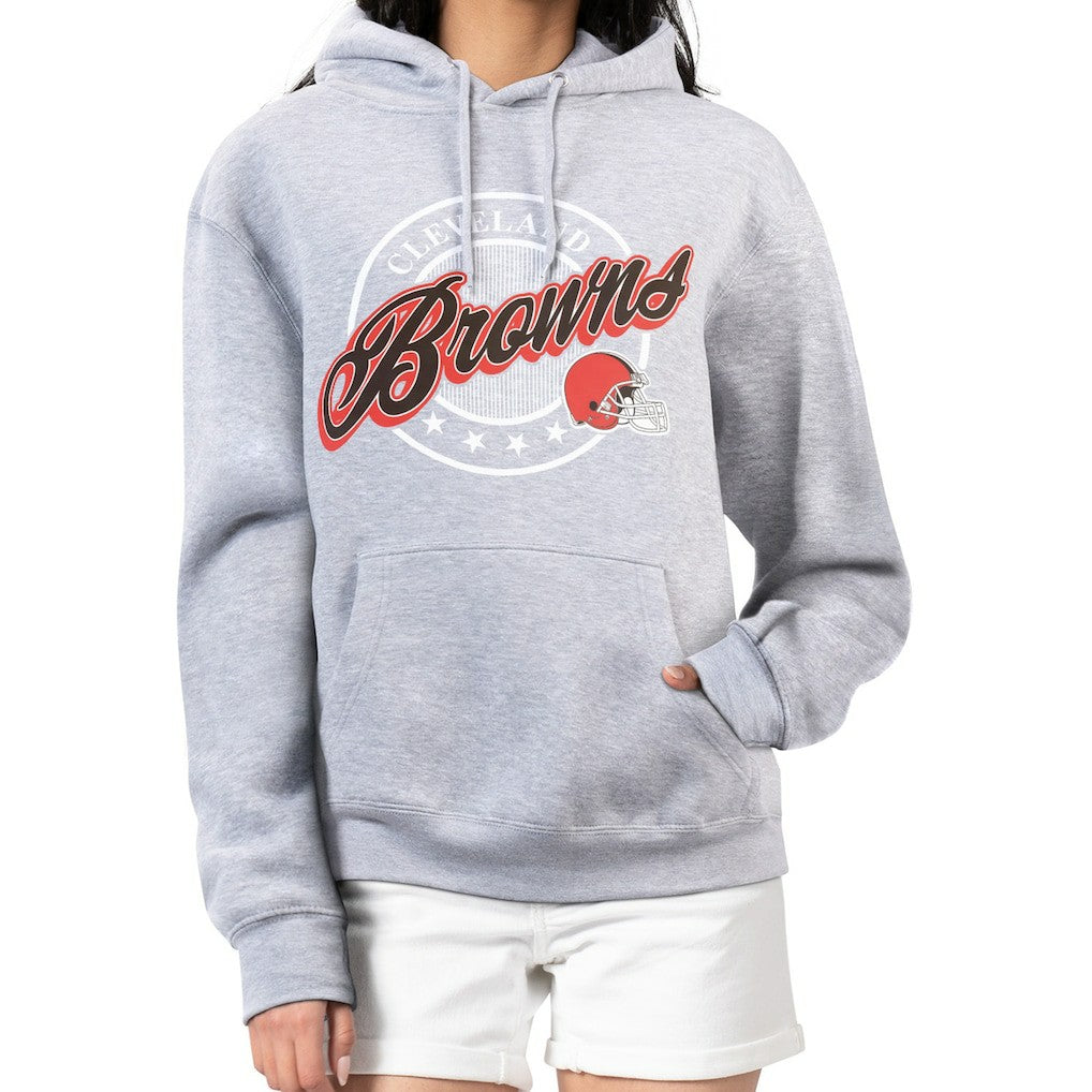 Cleveland Browns G-III 4Her by Carl Banks Women's Pinstripe Circle Fleece Pullover Hoodie - Gray - NFL