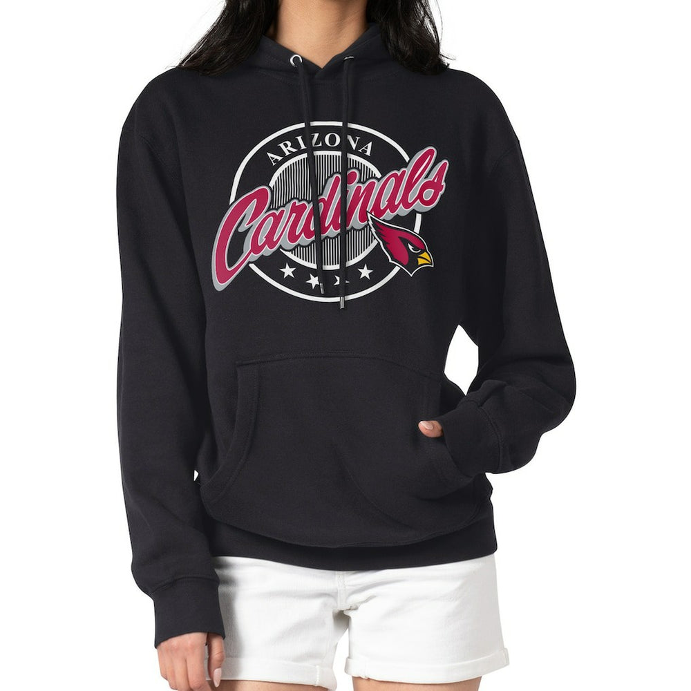Arizona Cardinals G-III 4Her by Carl Banks Women's Pinstripe Circle Fleece Pullover Hoodie - Black - NFL