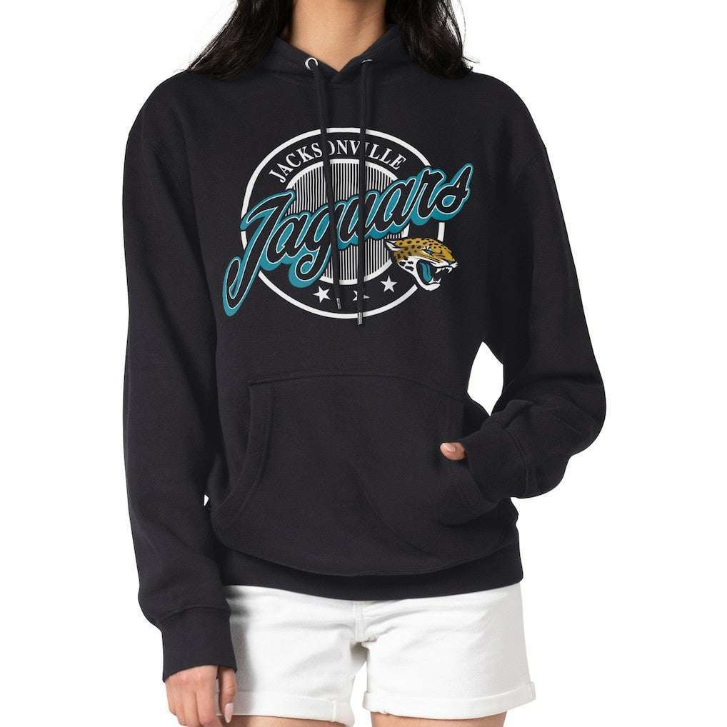 Jacksonville Jaguars G-III 4Her by Carl Banks Women's Pinstripe Circle Fleece Pullover Hoodie - Black - NFL