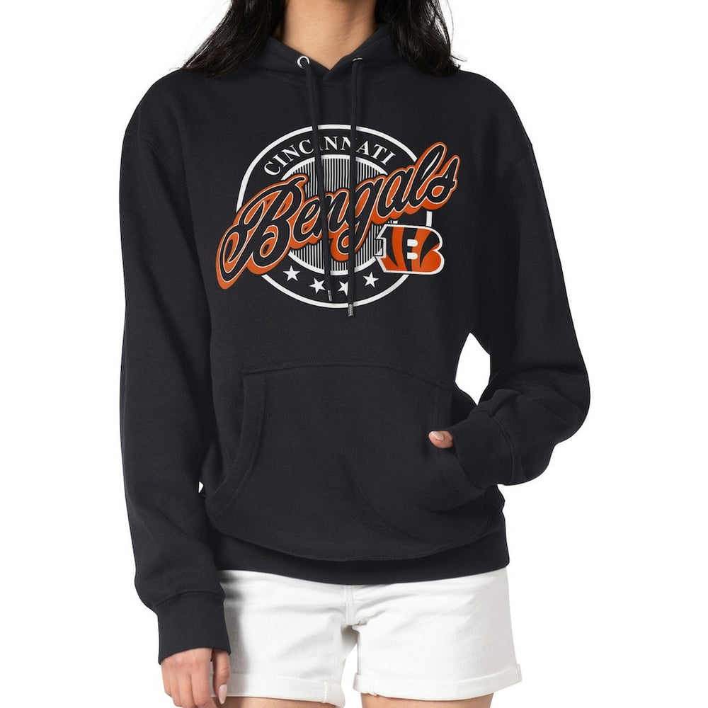 Cincinnati Bengals G-III 4Her by Carl Banks Women's Pinstripe Circle Fleece Pullover Hoodie - Black - NFL