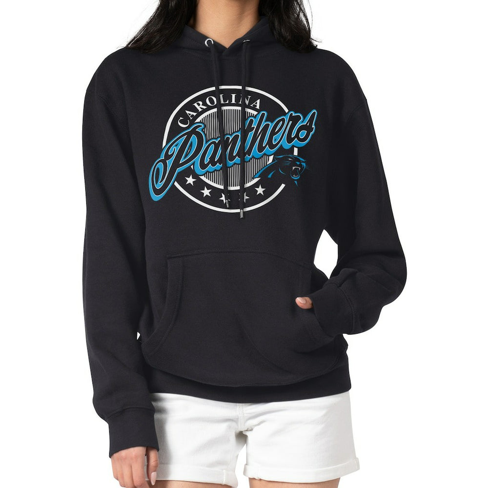 Carolina Panthers G-III 4Her by Carl Banks Women's Pinstripe Circle Fleece Pullover Hoodie - Black - NFL