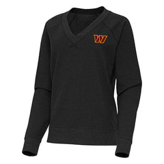 Washington Commanders Antigua Women's Varsity Tri-Blend V-Neck Long Sleeve T-Shirt - Heather Black - NFL
