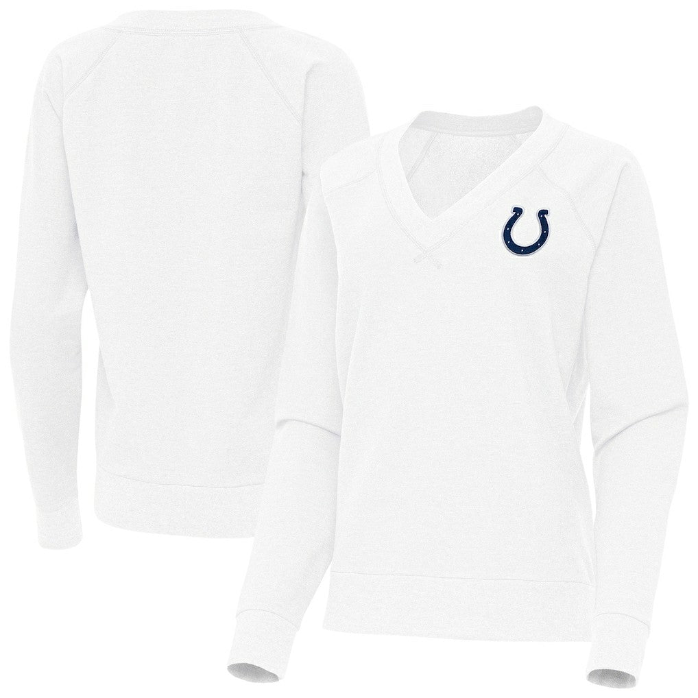 Indianapolis Colts Antigua Women's Varsity Tri-Blend V-Neck Long Sleeve T-Shirt - White - NFL