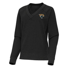 Jacksonville Jaguars Antigua Women's Varsity Tri-Blend V-Neck Long Sleeve T-Shirt - Heather Black - NFL