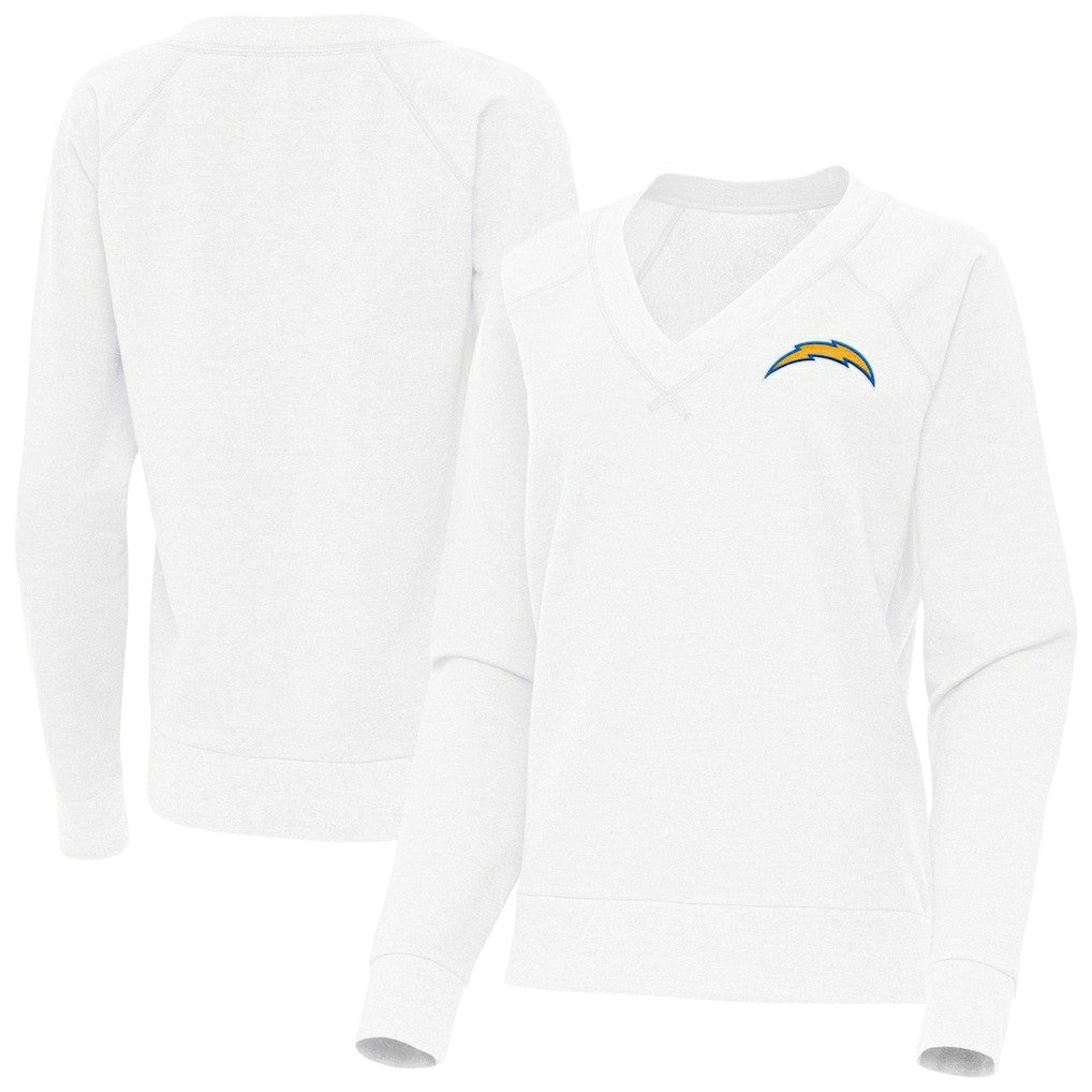 Los Angeles Chargers Antigua Women's Varsity Tri-Blend V-Neck Long Sleeve T-Shirt - White - NFL