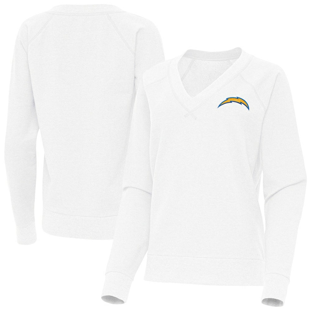 Los Angeles Chargers Antigua Women's Varsity Tri-Blend V-Neck Long Sleeve T-Shirt - White - NFL