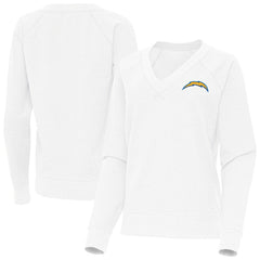 Los Angeles Chargers Antigua Women's Varsity Tri-Blend V-Neck Long Sleeve T-Shirt - White - NFL