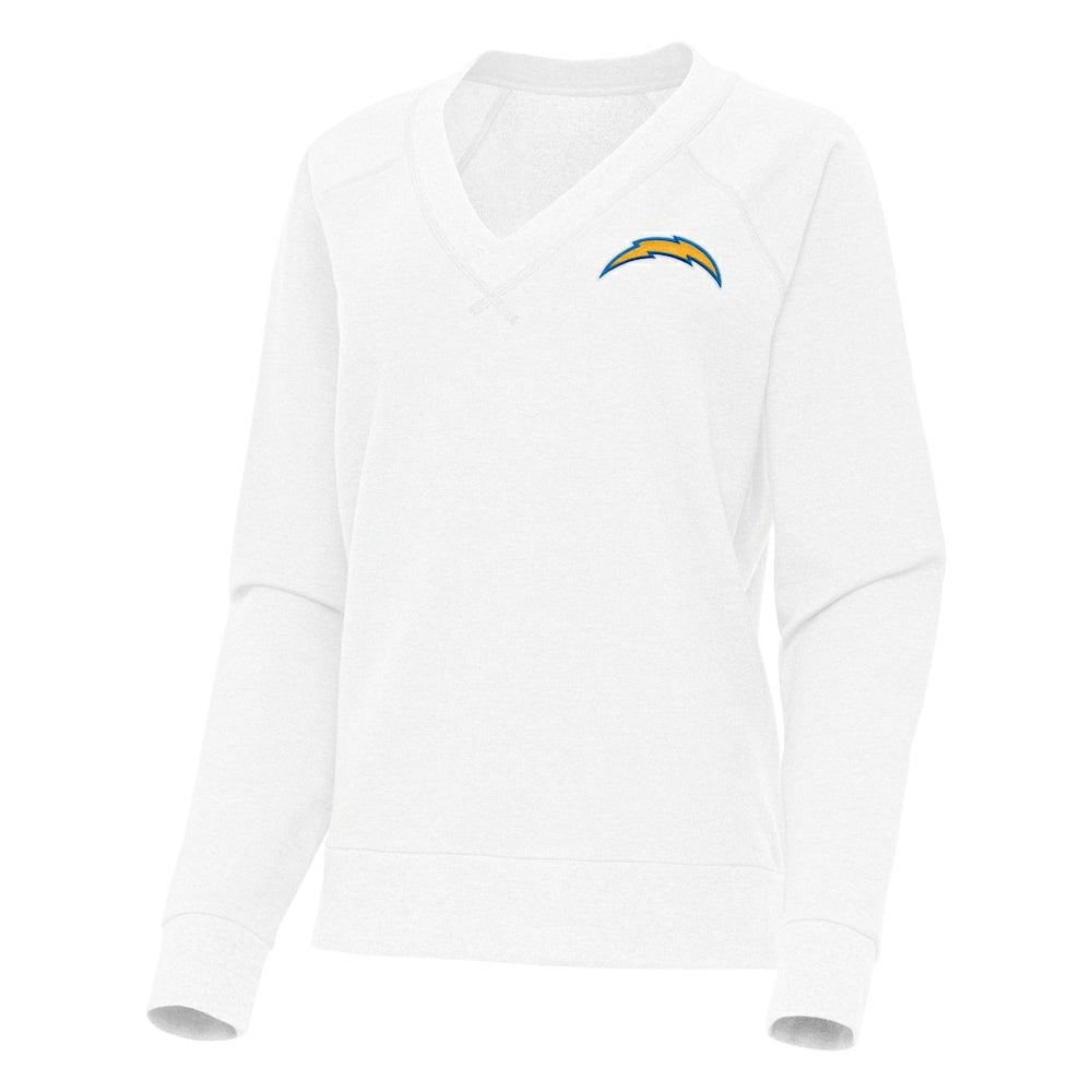 Los Angeles Chargers Antigua Women's Varsity Tri-Blend V-Neck Long Sleeve T-Shirt - White - NFL