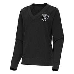 Las Vegas Raiders Antigua Women's Varsity Tri-Blend V-Neck Long Sleeve T-Shirt - Heather Black - NFL