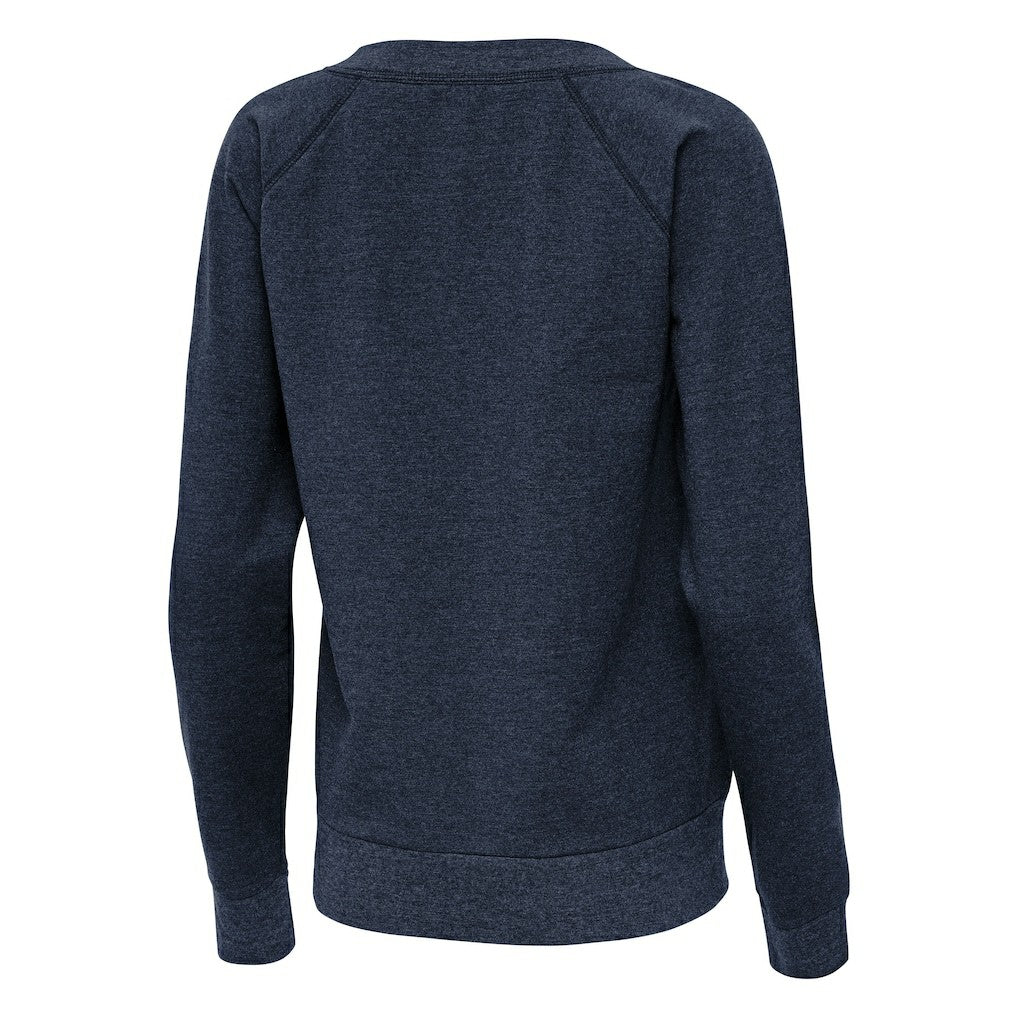 New England Patriots Antigua Women's Varsity Tri-Blend V-Neck Long Sleeve T-Shirt - Heather Navy - NFL