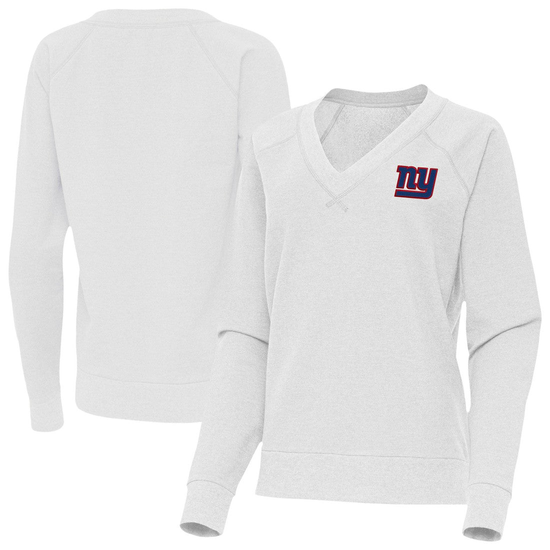 New York Giants Antigua Women's Varsity Tri-Blend V-Neck Long Sleeve T-Shirt - Heather Gray - NFL