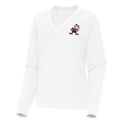 Cleveland Browns Antigua Women's Varsity Tri-Blend V-Neck Long Sleeve T-Shirt - White - NFL