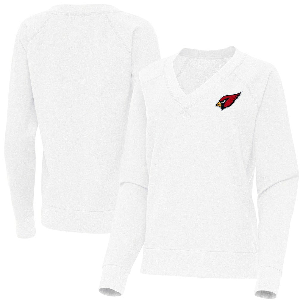Arizona Cardinals Antigua Women's Varsity Tri-Blend V-Neck Long Sleeve T-Shirt - White - NFL