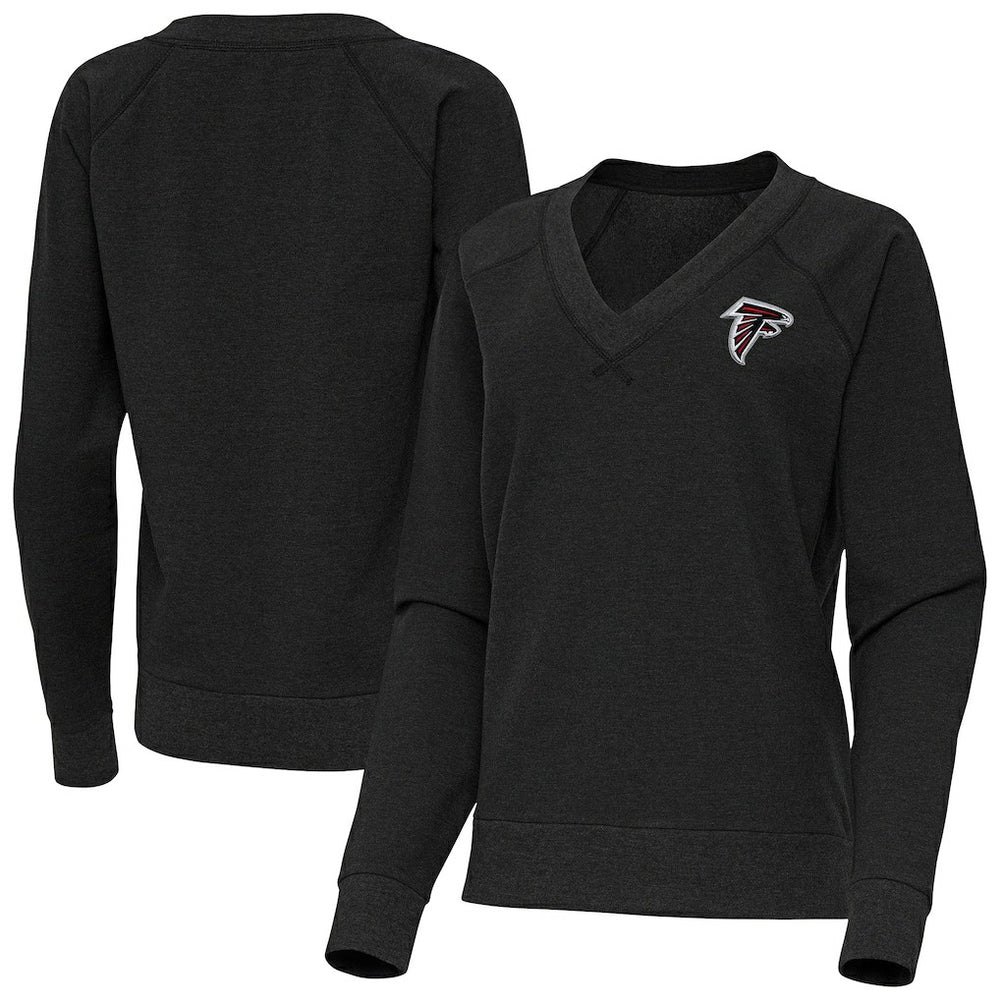 Atlanta Falcons Antigua Women's Varsity Tri-Blend V-Neck Long Sleeve T-Shirt - Heather Black - NFL