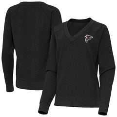 Atlanta Falcons Antigua Women's Varsity Tri-Blend V-Neck Long Sleeve T-Shirt - Heather Black - NFL