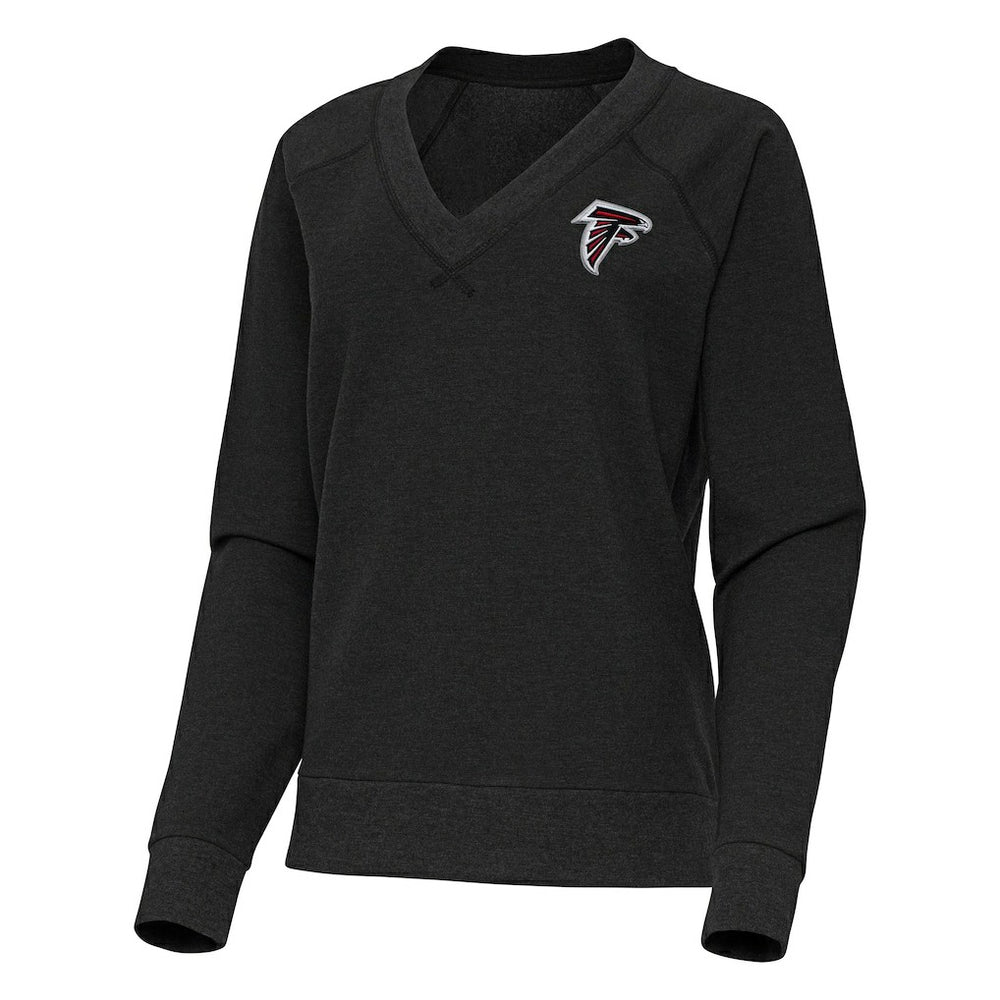 Atlanta Falcons Antigua Women's Varsity Tri-Blend V-Neck Long Sleeve T-Shirt - Heather Black - NFL