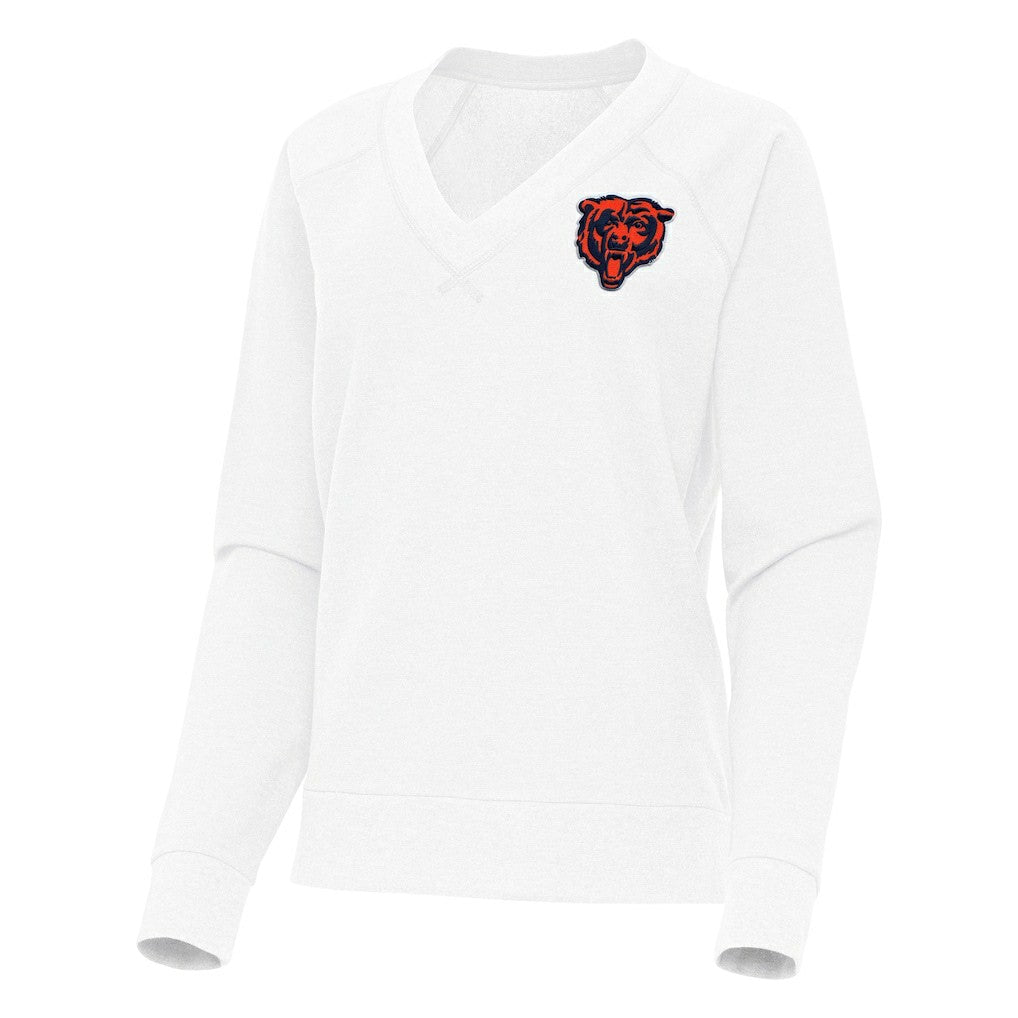 Chicago Bears Antigua Women's Varsity Tri-Blend V-Neck Long Sleeve T-Shirt - White - NFL