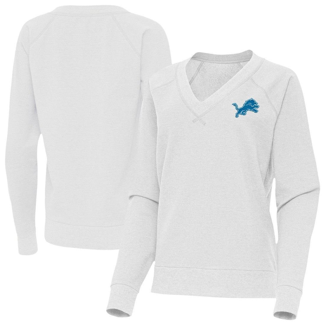 Detroit Lions Antigua Women's Varsity Tri-Blend V-Neck Long Sleeve T-Shirt - Heather Gray - NFL