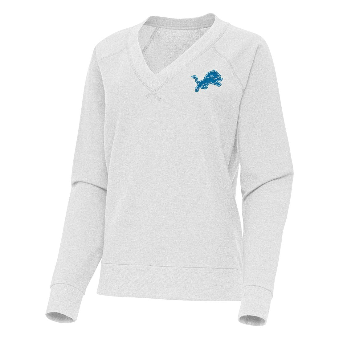 Detroit Lions Antigua Women's Varsity Tri-Blend V-Neck Long Sleeve T-Shirt - Heather Gray - NFL
