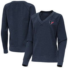 Houston Texans Antigua Women's Varsity Tri-Blend V-Neck Long Sleeve T-Shirt - Heather Navy - NFL