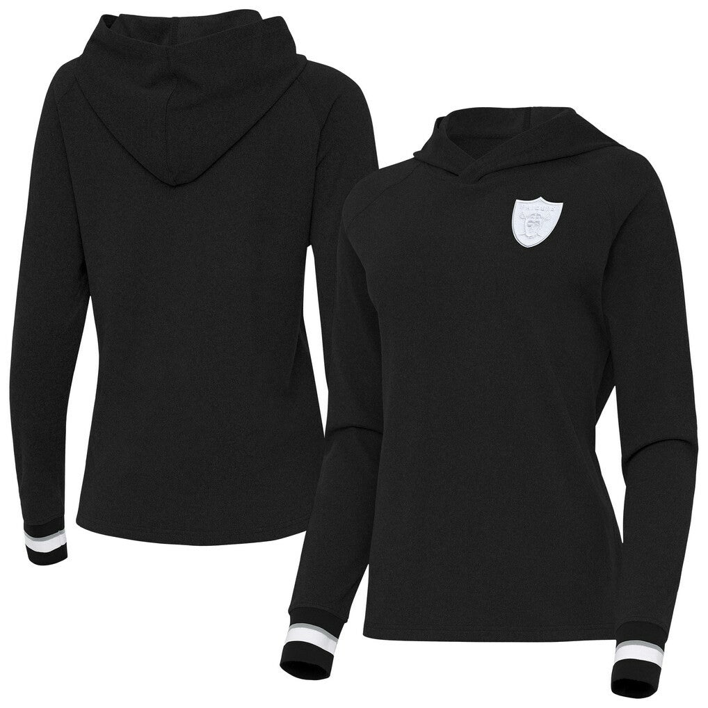 Las Vegas Raiders Antigua Women's Trek Raglan Pullover Hoodie - Black - NFL