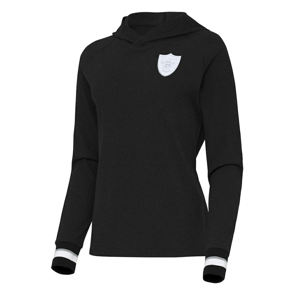 Las Vegas Raiders Antigua Women's Trek Raglan Pullover Hoodie - Black - NFL