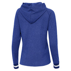 New York Giants Antigua Women's Trek Raglan Pullover Hoodie - Heather Royal - NFL