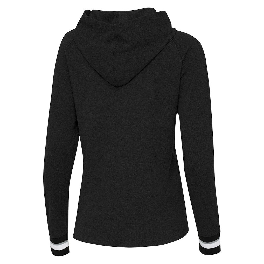 Philadelphia Eagles Antigua Women's Trek Raglan Pullover Hoodie - Black - NFL