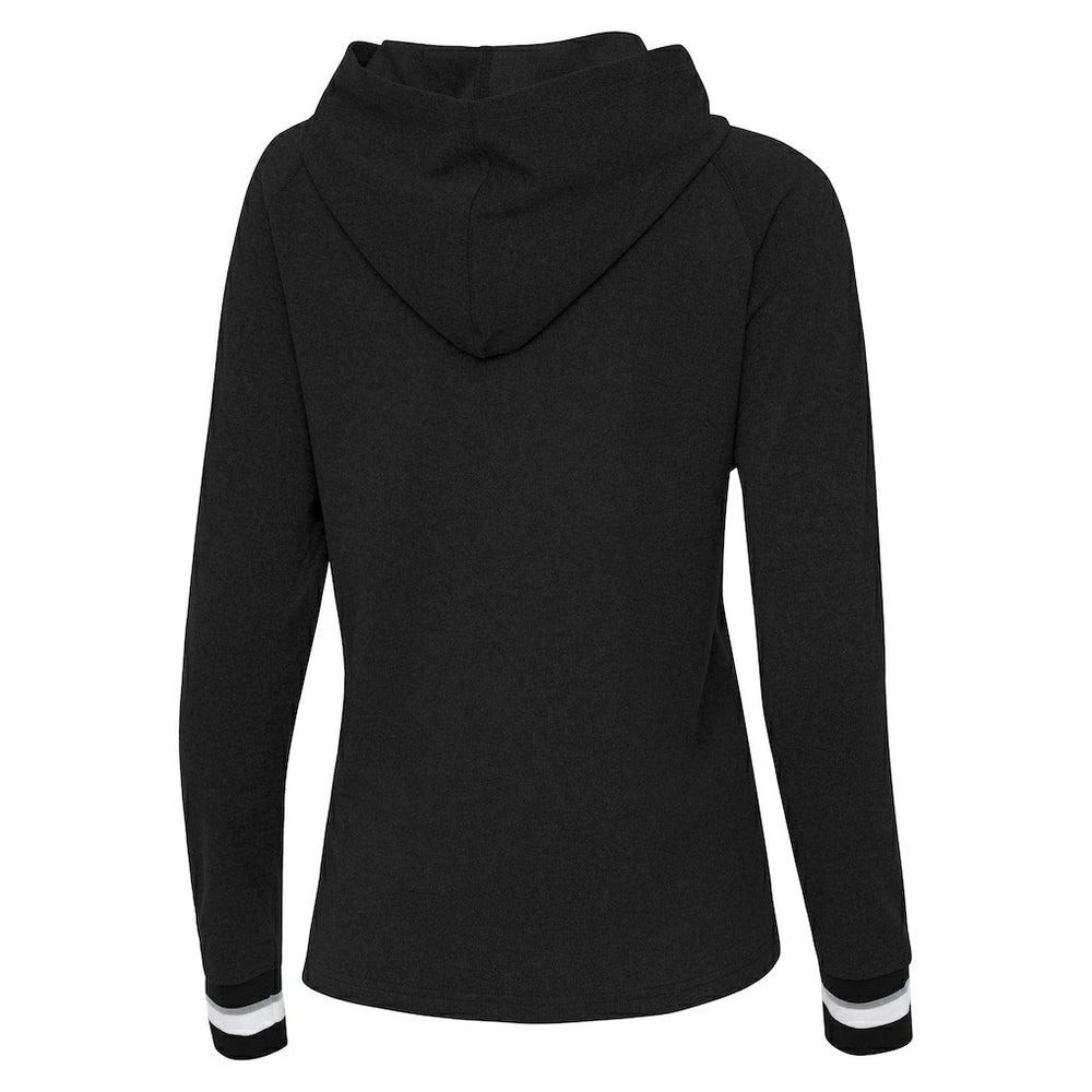 Carolina Panthers Antigua Women's Trek Raglan Pullover Hoodie - Black - NFL