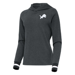 Detroit Lions Antigua Women's Trek Raglan Pullover Hoodie - Heather Charcoal - NFL