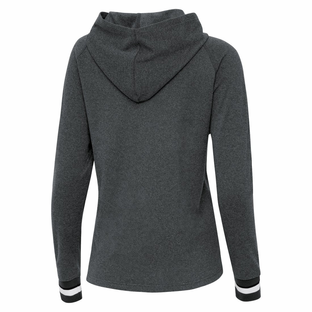Detroit Lions Antigua Women's Trek Raglan Pullover Hoodie - Heather Charcoal - NFL