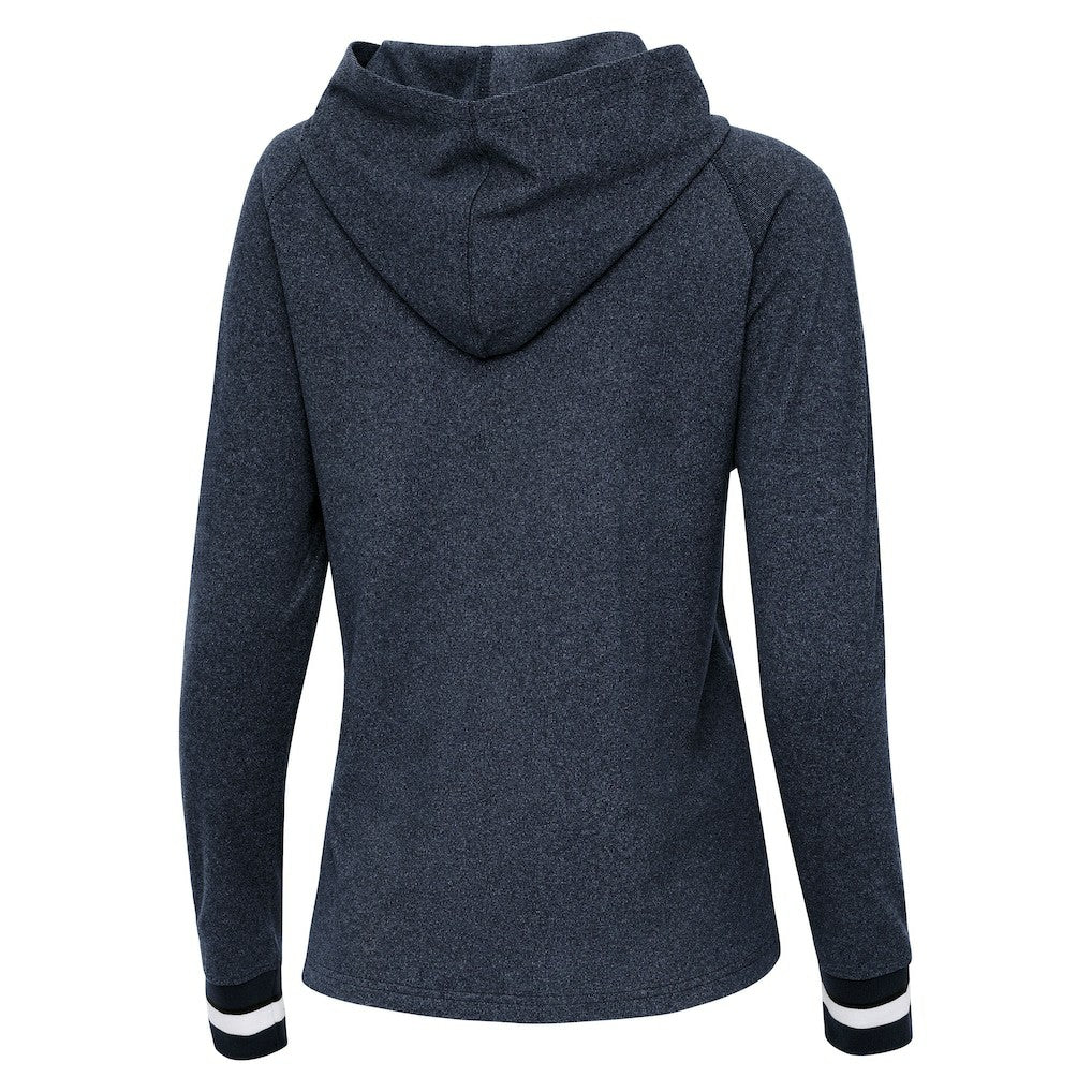 Dallas Cowboys Antigua Women's Trek Raglan Pullover Hoodie - Heather Navy - NFL